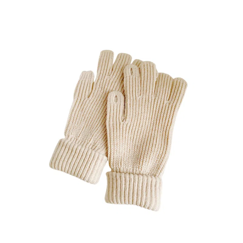 北极绒 韩国克莱因蓝毛线针织可爱冬季加厚保暖可触屏露手指头分指骑车百搭潮流 聚酯纤维 绒线手套 男女同款情侣款