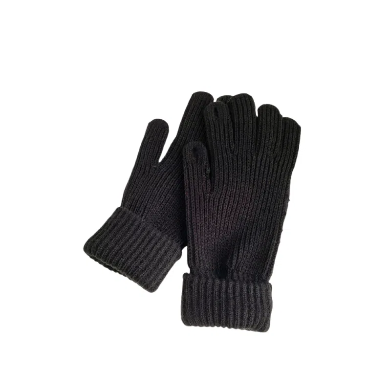 北极绒 韩国克莱因蓝毛线针织可爱冬季加厚保暖可触屏露手指头分指骑车百搭潮流 聚酯纤维 绒线手套 男女同款情侣款