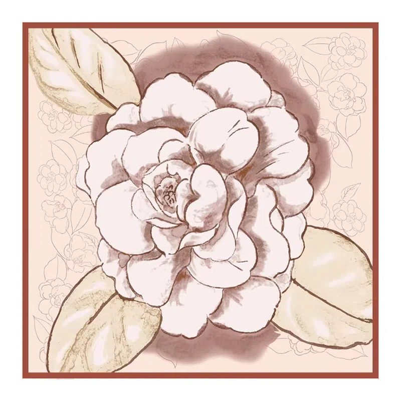 上海故事 山茶花语双面印花真丝中方巾顺滑抗皱亲肤柔软奢华 丝巾 女款