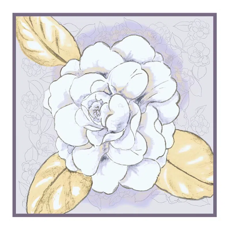 上海故事 山茶花语双面印花真丝中方巾顺滑抗皱亲肤柔软奢华 丝巾 女款