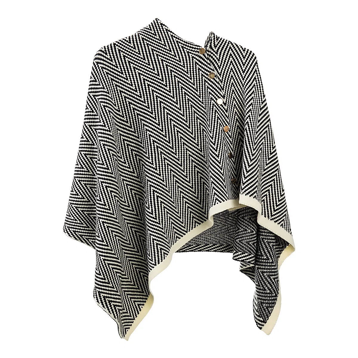 上海故事 多功能针织披肩外搭时尚洋气钉扣斜肩保暖围脖斗篷 聚酯纤维 绒线围巾 女款