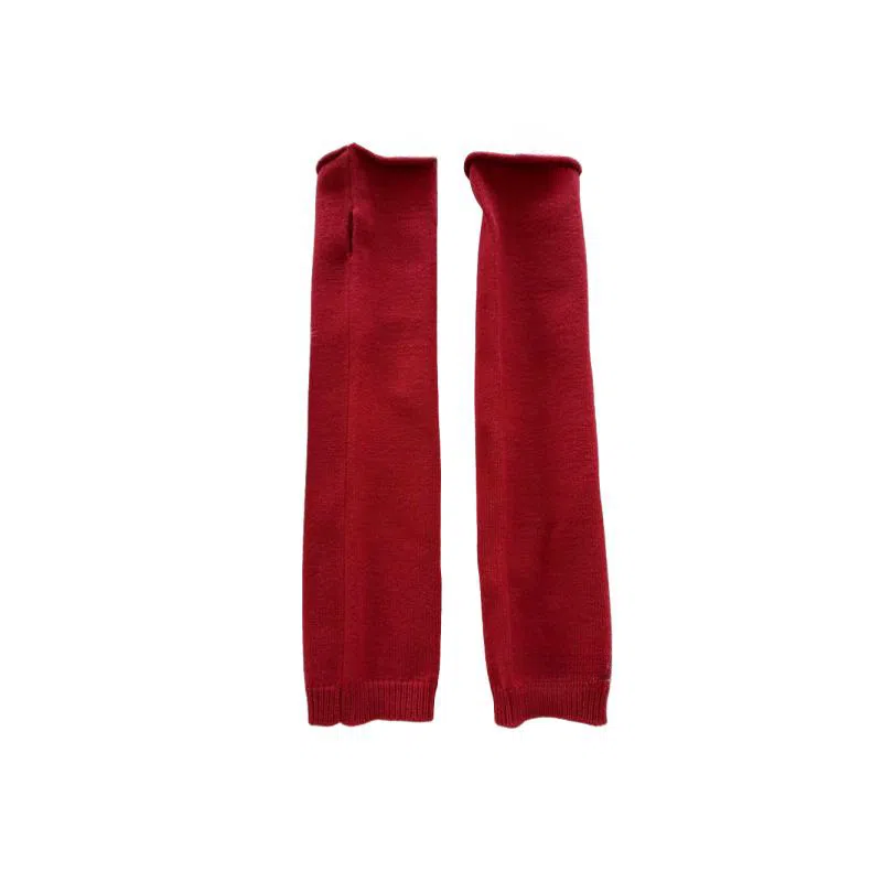 北极绒 日系针织毛线手臂套秋冬露指可触屏防寒保暖护臂纯色长款袖套 聚酯纤维 手套 女款