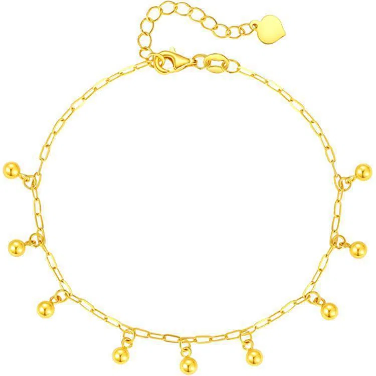 中国珠宝 金珠手饰 简约大气 时尚单品 日常百搭优雅贵气轻奢高级感 小巧精致显气质 森系小清新 足金 按克计价 黄金手链 女款