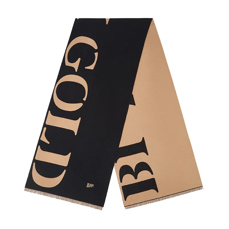 高梵 黑金高定保暖加厚 绒线围巾 男女同款情侣款 黑色