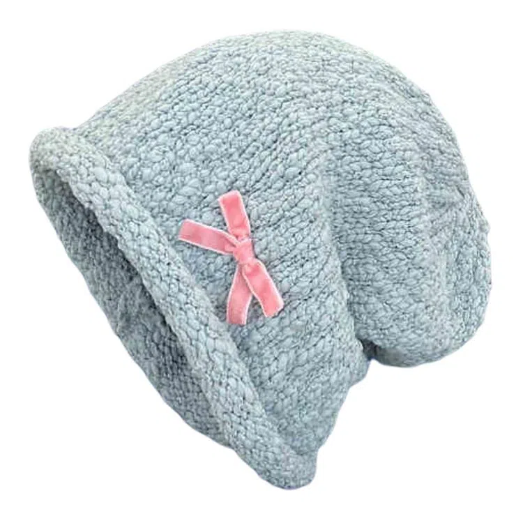 木林森 韩版日系蝴蝶结秋冬季保暖大头围百搭显脸小休闲简约 圈圈纱 绒线帽 男女同款情侣款