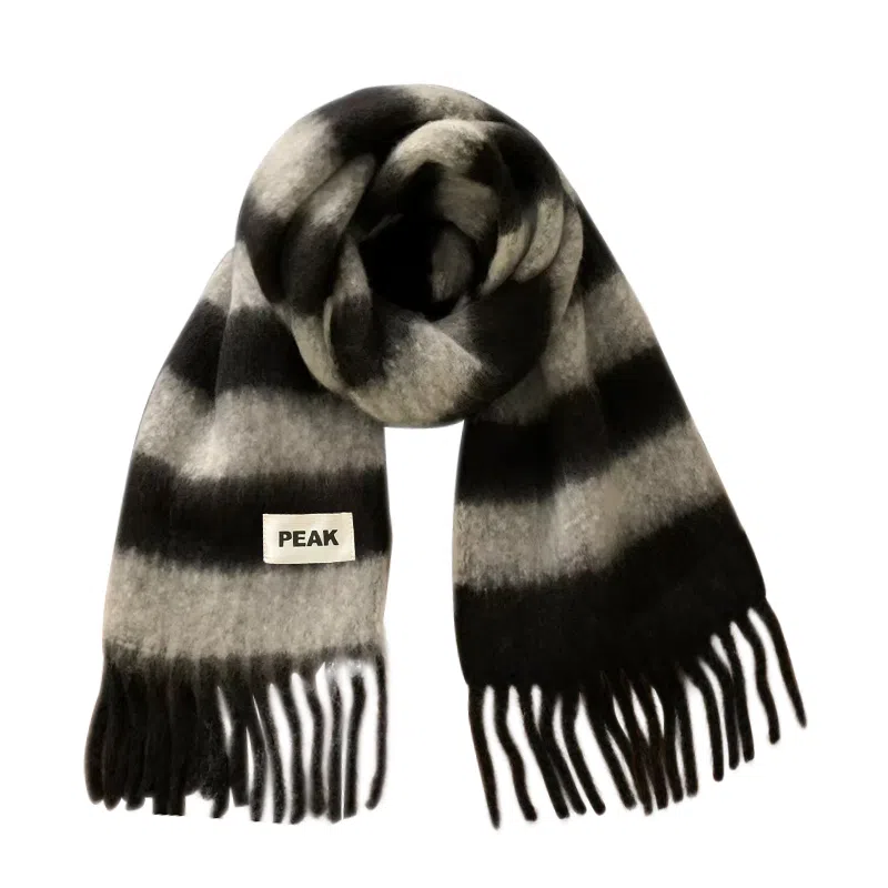 匹克 流苏千鸟格撞色英伦风渐变秋冬防寒保暖 聚酯纤维 绒线围巾 男女同款情侣款