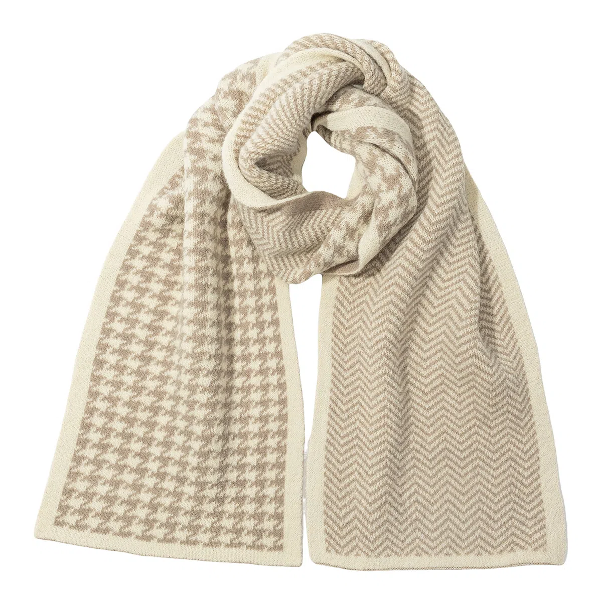 上海故事 秋冬保暖毛线针织防寒 外出千鸟格时尚氛围感 聚酯纤维 绒线围巾 男女同款情侣款