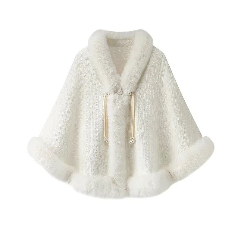 北极绒 ｜初雪｜冬季斗篷少女百搭保暖旗袍外搭古装民国小洋装新娘外穿 披肩 女款