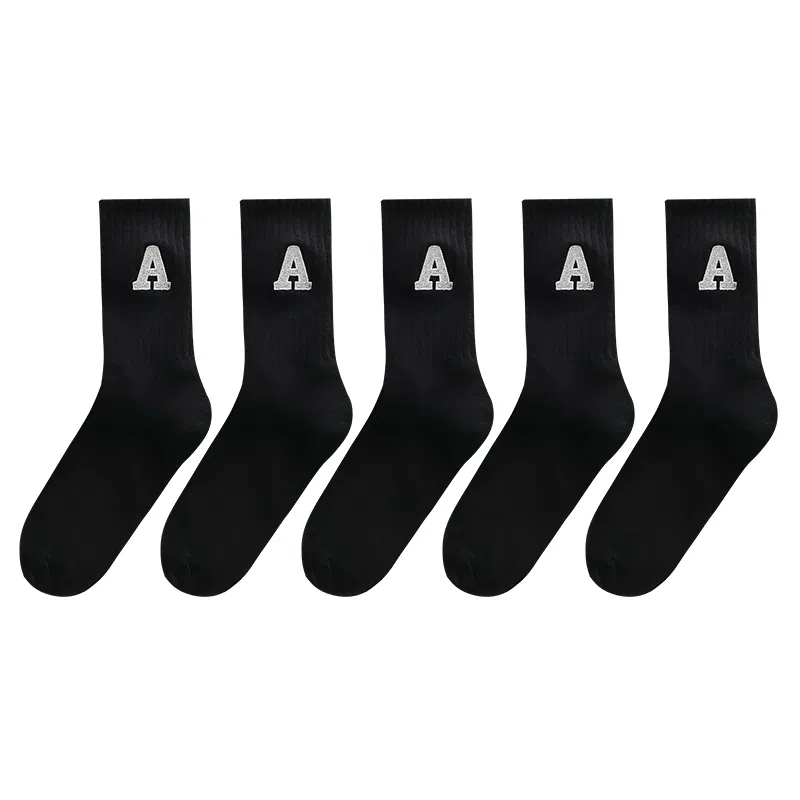 兰缪 四季字母韩系百搭亲肤舒适中筒袜 男女同款 组合装