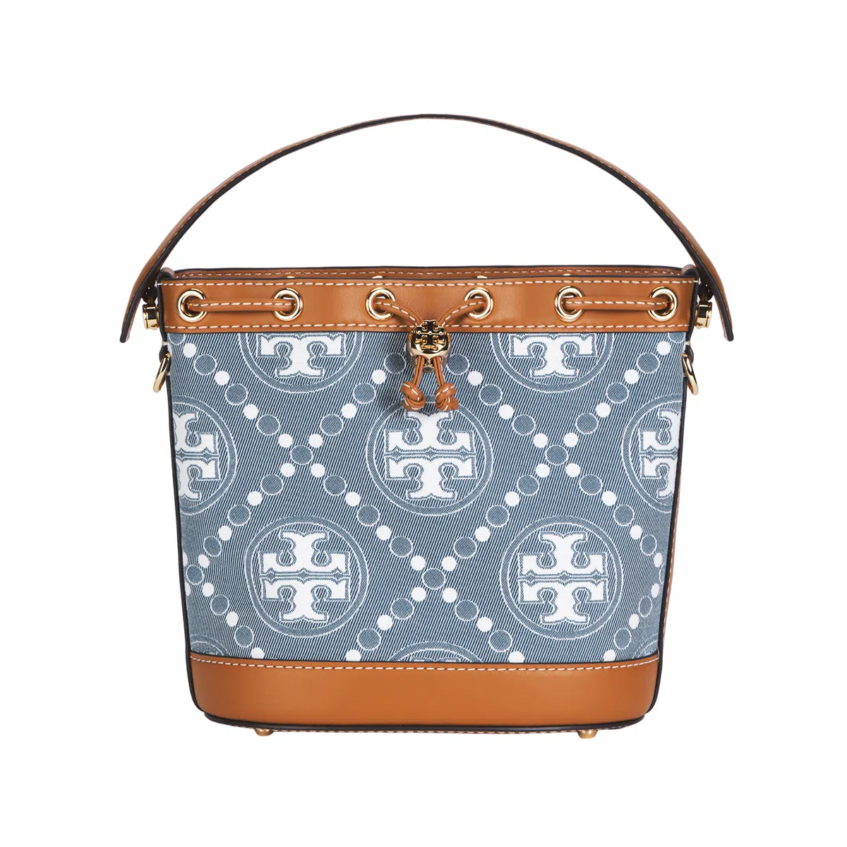 Tory Burch T Monogram Bucket Bag Medium Brown Denim