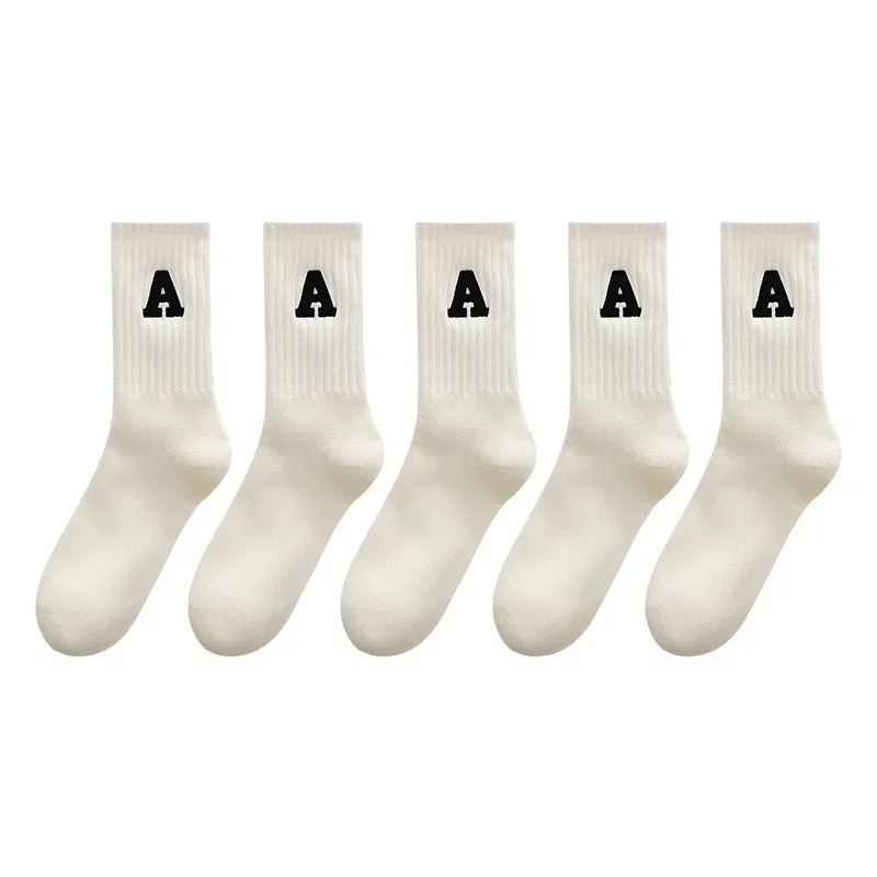 兰缪 四季字母韩系百搭亲肤舒适中筒袜 男女同款 组合装
