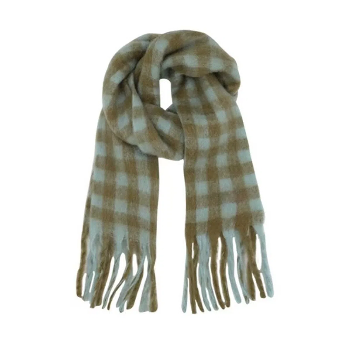 匹克 流苏千鸟格撞色英伦风渐变秋冬防寒保暖 聚酯纤维 绒线围巾 男女同款情侣款