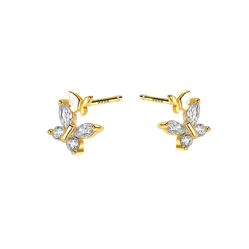 Silver Bow Zircon Earrings