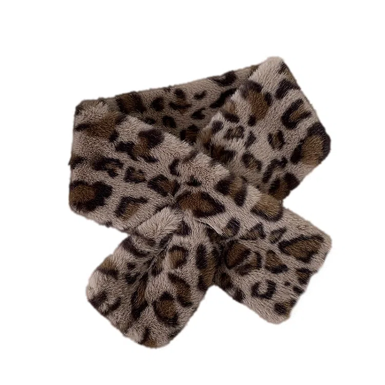 浪莎 冬季秋冬保暖百搭豹纹围脖女生潮酷百搭毛绒绒保暖围巾 礼盒装 围脖 女款