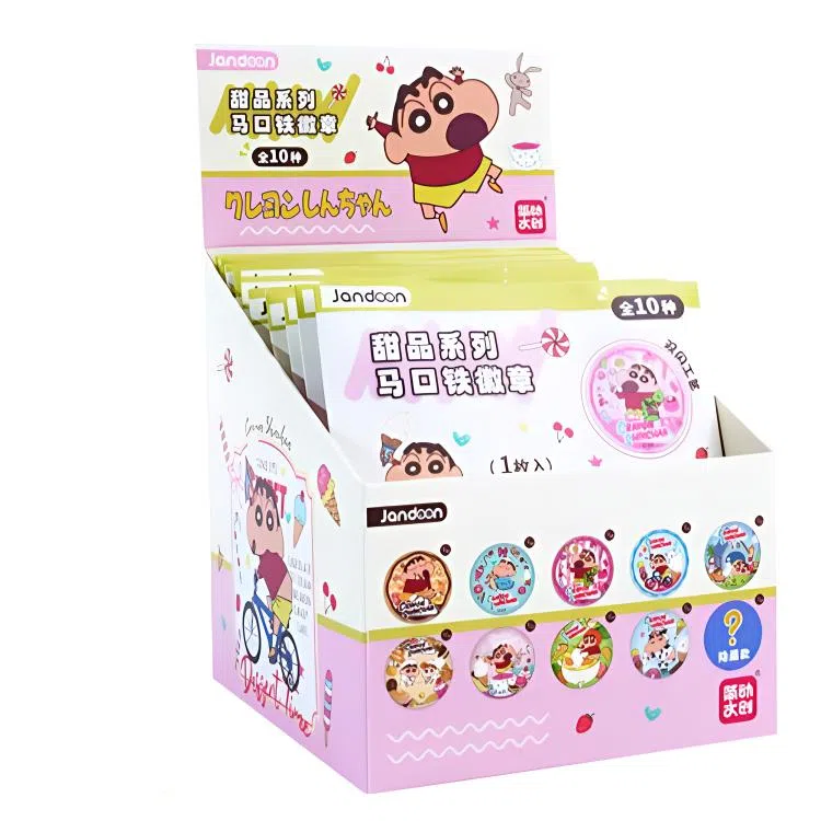 简动文创 蜡笔小新甜品系列 动漫周边双闪吧唧马口铁 徽章