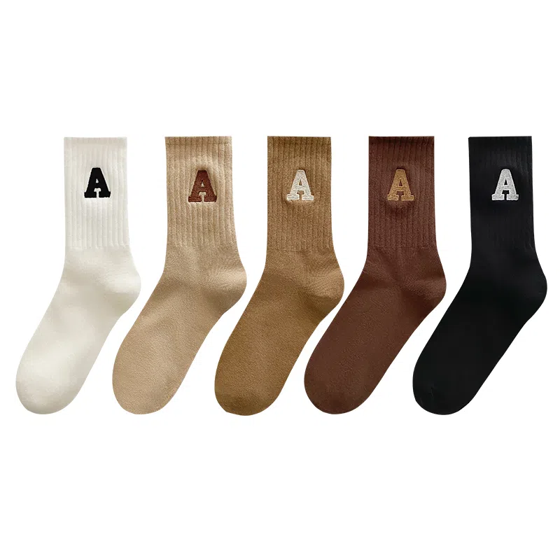 兰缪 四季字母韩系百搭亲肤舒适中筒袜 男女同款 组合装