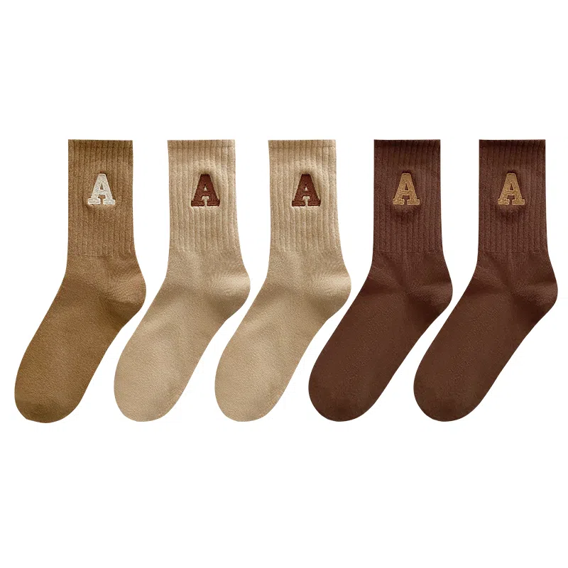 兰缪 四季字母韩系百搭亲肤舒适中筒袜 男女同款 组合装