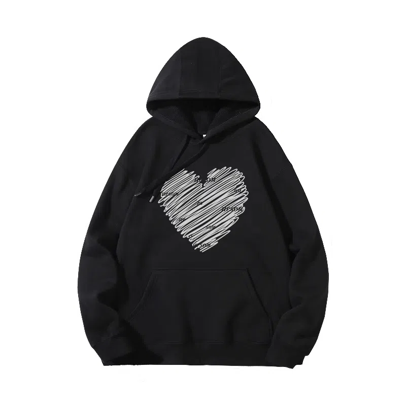 莫代尔 舒适亲肤休闲潮流时尚印花连帽长袖上衣可外穿打底衣 男女同款