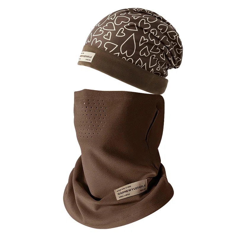 【秋冬必备】 啄木鸟 秋冬加厚保暖围脖面罩包头帽高颜值滑雪骑行挂耳面罩帽子两件组合 德绒 绒线帽 男女同款情侣款