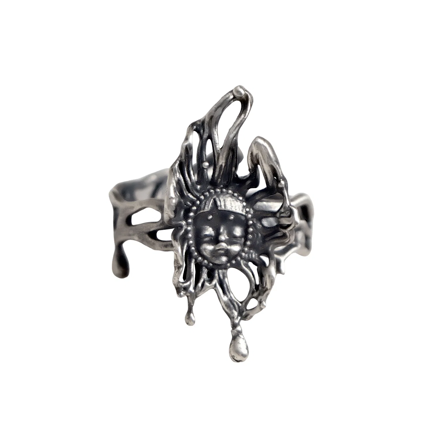 QUANDO Black Butterfly Silver Ring Adjustable