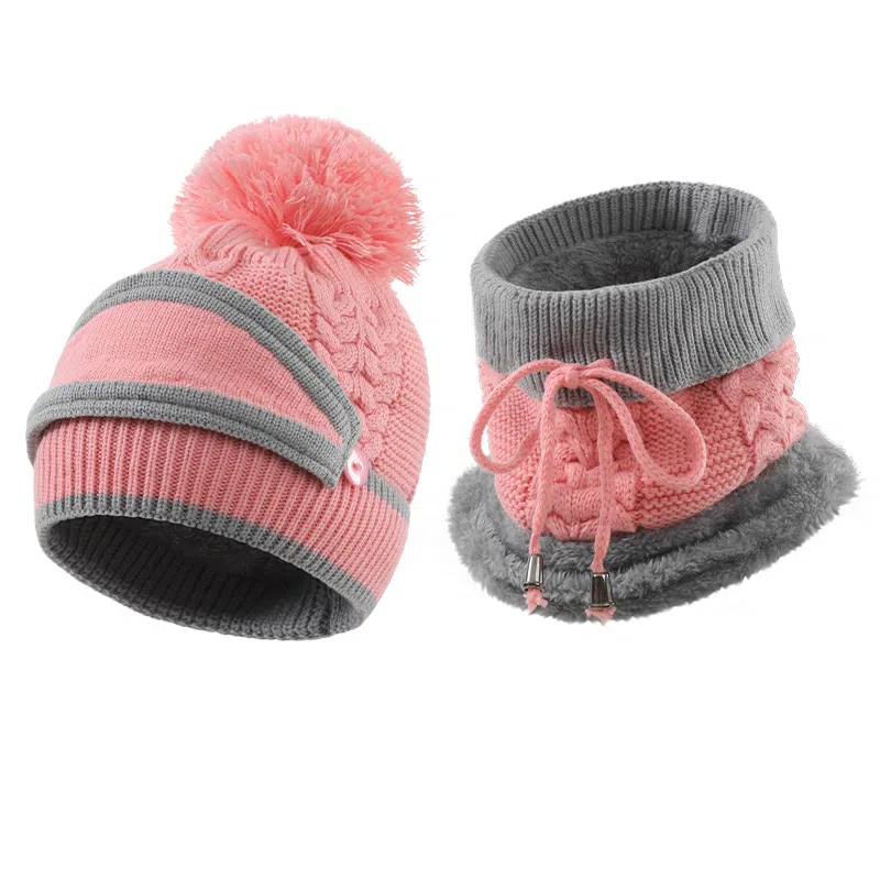 南极人 秋冬季加绒保暖口罩一体冬天骑车遮脸防风护耳护颈针织帽 加厚 绒线帽 女款