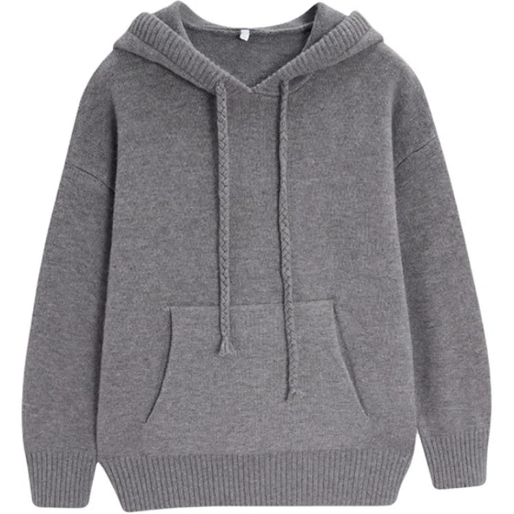 爱依服 连帽纯色简约卫衣 女款 灰