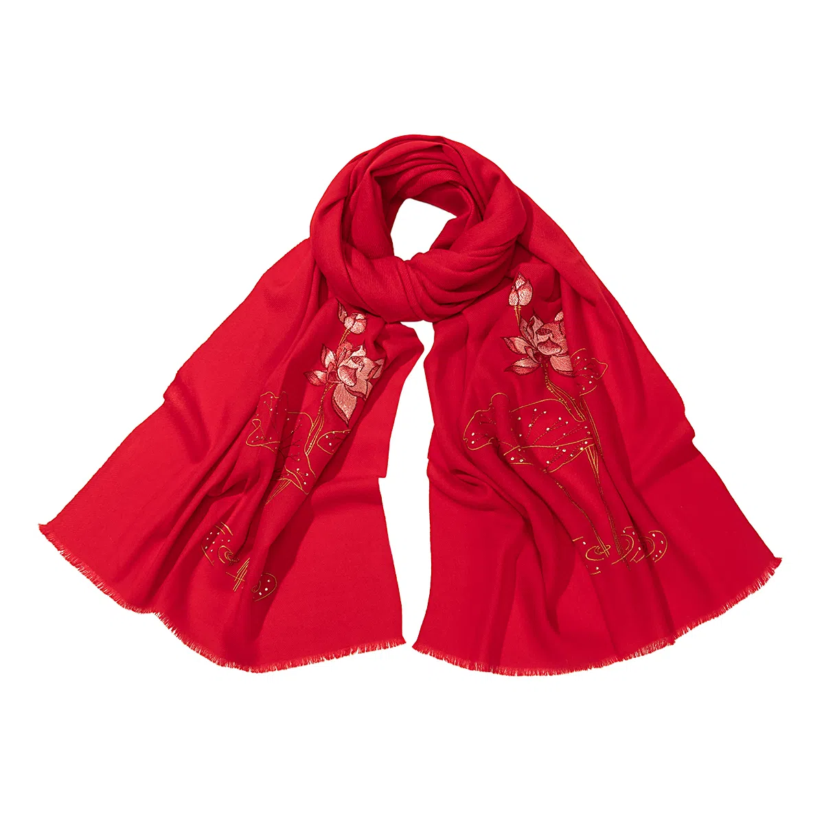 上海故事 秋冬加厚保暖时尚贴花外出防寒外搭结婚 绵羊毛 披肩 女款 粉色 红色 裸色