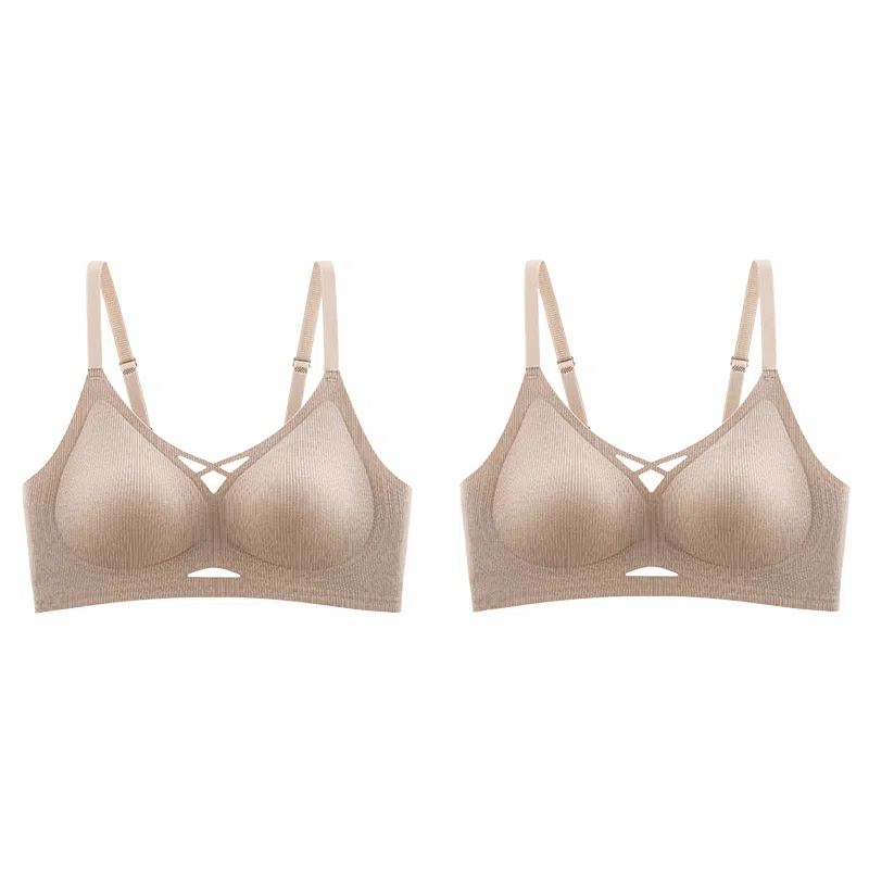 都市丽人 无痕小胸聚拢提拉无钢圈收副乳防下垂大胸显小字母肩带美背文胸 女款 组合装