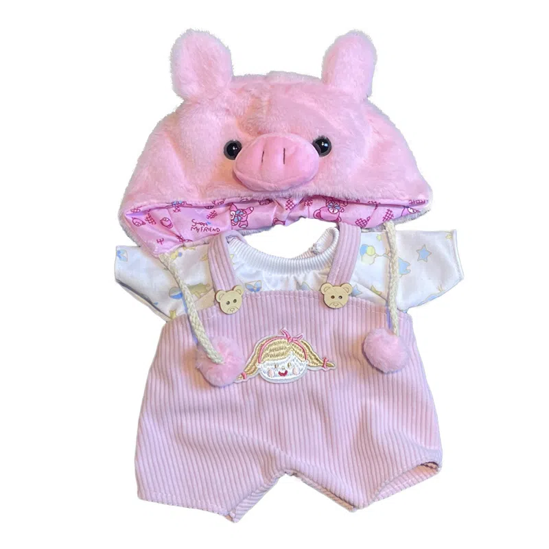 一点潮玩 可爱 可换装小熊娃衣衣服 草莓鲨鱼帽泰迪小白熊服 玩偶周边