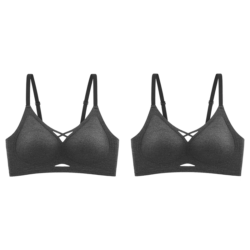 都市丽人 无痕小胸聚拢提拉无钢圈收副乳防下垂大胸显小字母肩带美背文胸 女款 组合装