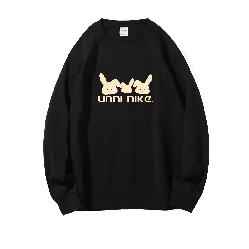 莫代尔 舒适亲肤休闲卡通潮流时尚字母印花圆领长袖可外穿打底衣 男女同款