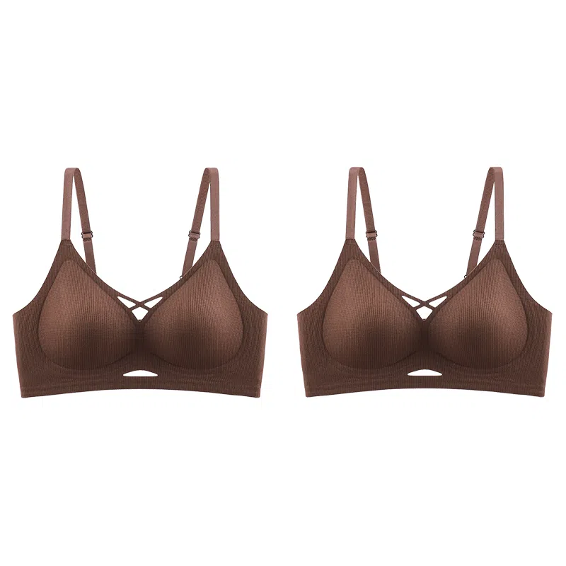 都市丽人 无痕小胸聚拢提拉无钢圈收副乳防下垂大胸显小字母肩带美背文胸 女款 组合装