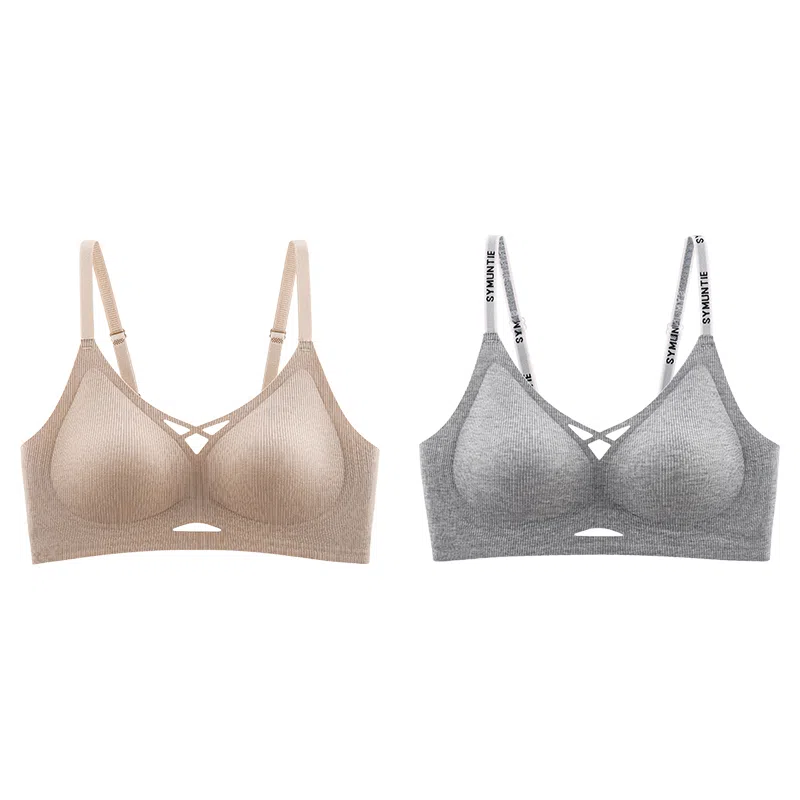 都市丽人 无痕小胸聚拢提拉无钢圈收副乳防下垂大胸显小字母肩带美背文胸 女款 组合装