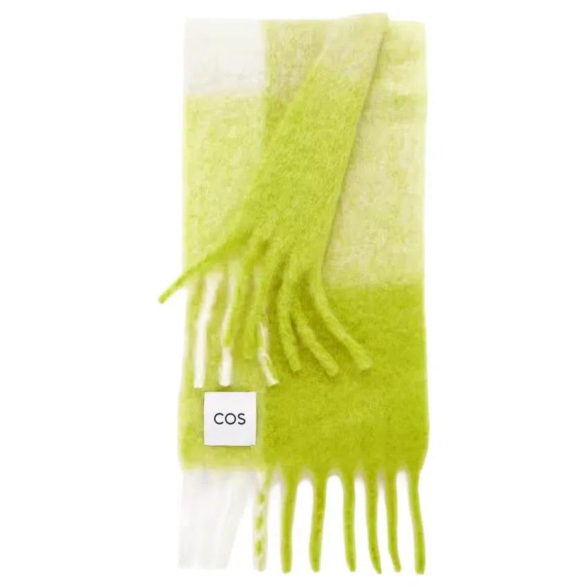 COS Tassel Check Scarf Green