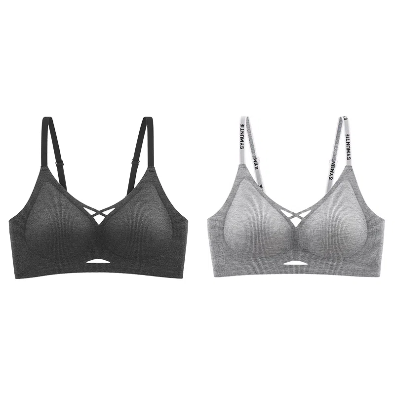 都市丽人 无痕小胸聚拢提拉无钢圈收副乳防下垂大胸显小字母肩带美背文胸 女款 组合装