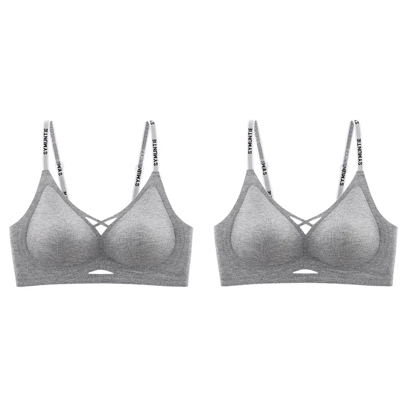 都市丽人 无痕小胸聚拢提拉无钢圈收副乳防下垂大胸显小字母肩带美背文胸 女款 组合装