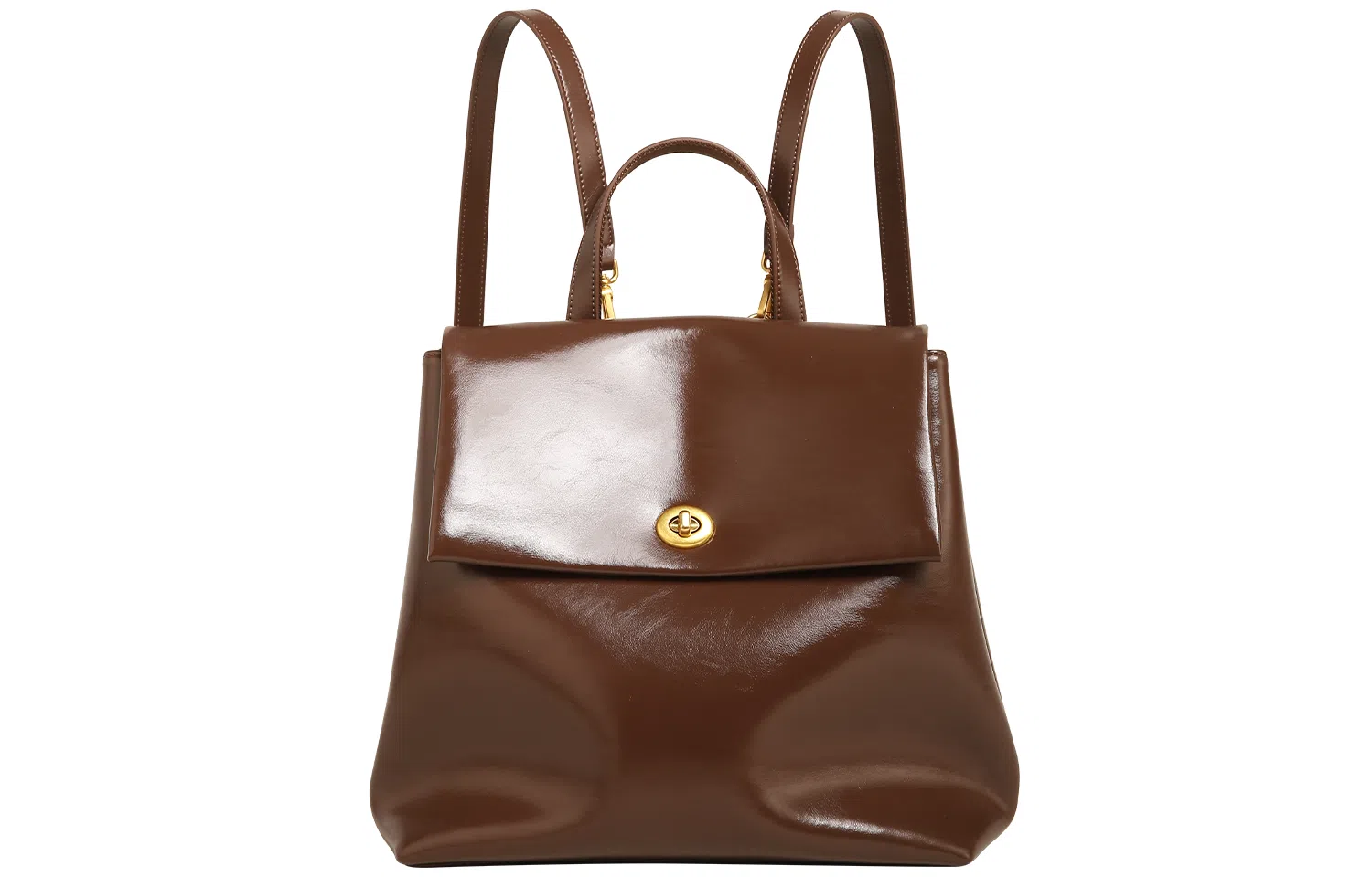 妙迪 通勤 二层牛皮 双肩包 女款 复古棕