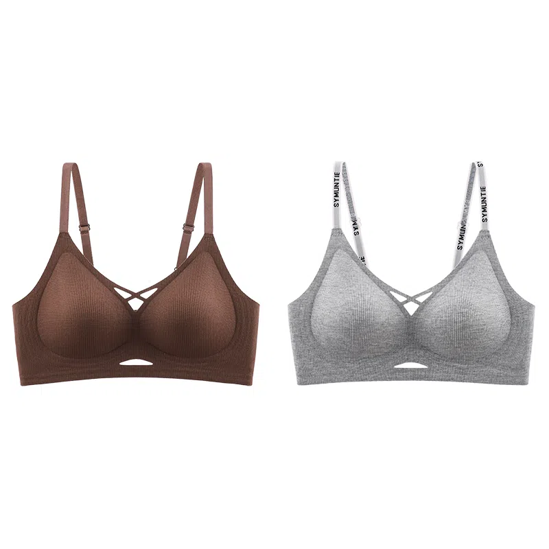 都市丽人 无痕小胸聚拢提拉无钢圈收副乳防下垂大胸显小字母肩带美背文胸 女款 组合装