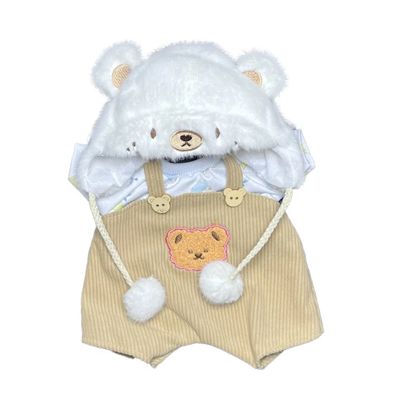 一点潮玩 可爱 可换装小熊娃衣衣服 草莓鲨鱼帽泰迪小白熊服 玩偶周边