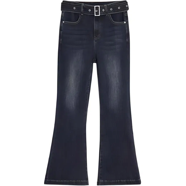 爱依服 高腰合身有弹力牛仔裤 女款 牛仔深蓝