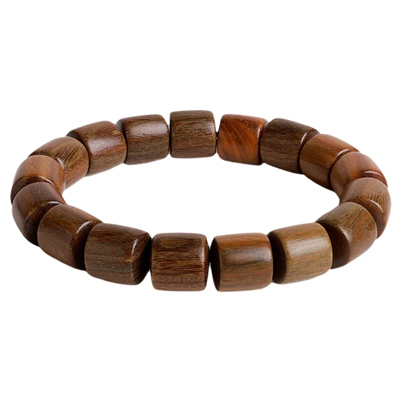 木盛缘 本命年新中式国潮简约高级经典款桶珠单圈素串转运檀木上岸有钱花好运手链 绿檀 手串 男女同款情侣款