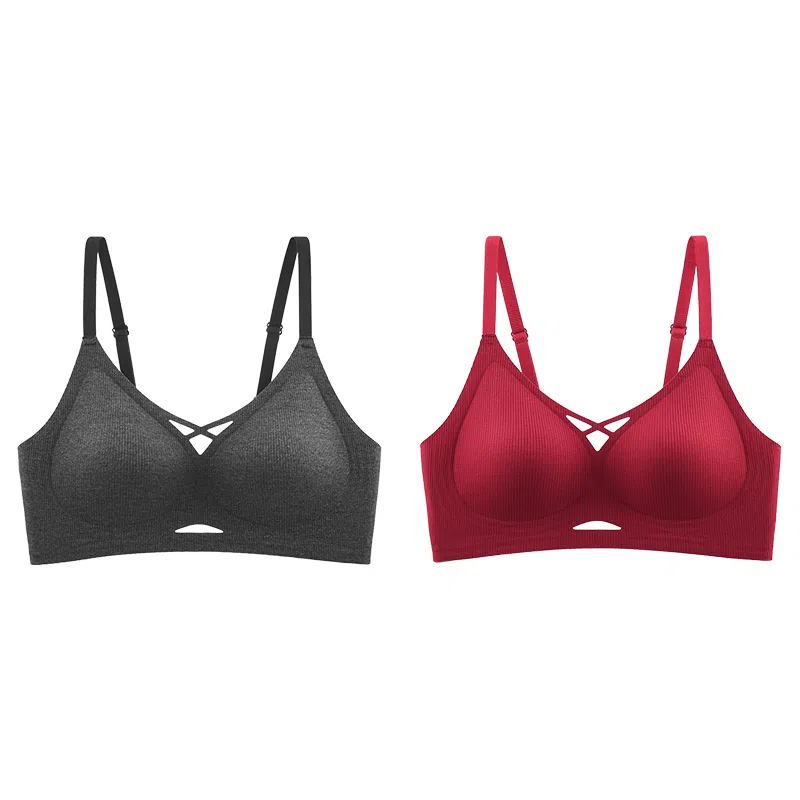 都市丽人 无痕小胸聚拢提拉无钢圈收副乳防下垂大胸显小字母肩带美背文胸 女款 组合装