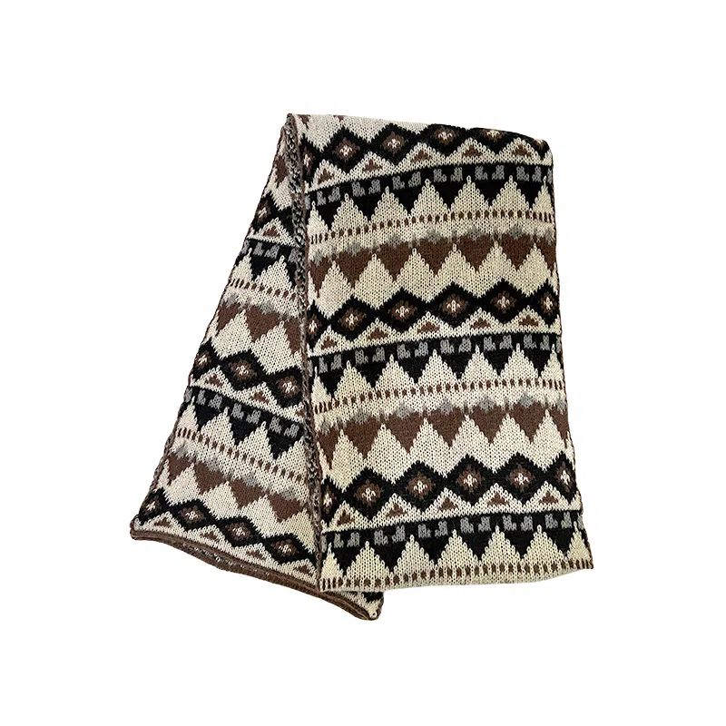 北极绒 费尔岛风新年红色冬季复古百搭保暖加厚针织可爱 绒线围巾 男女同款情侣款