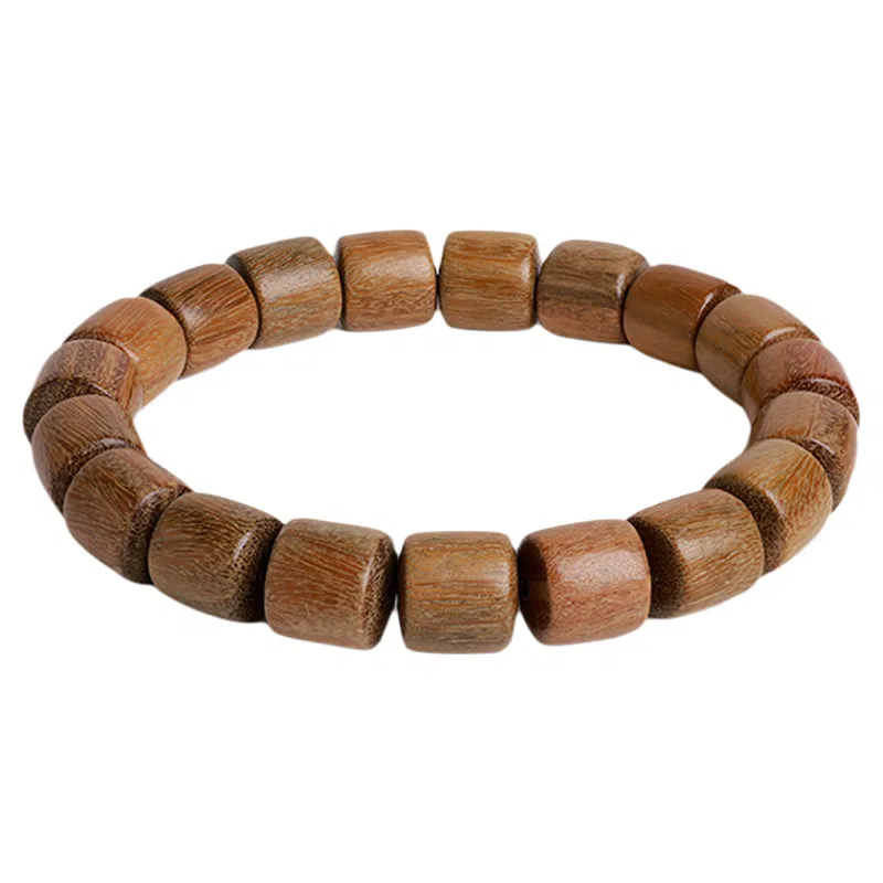 木盛缘 本命年新中式国潮简约高级经典款桶珠单圈素串转运檀木上岸有钱花好运手链 绿檀 手串 男女同款情侣款