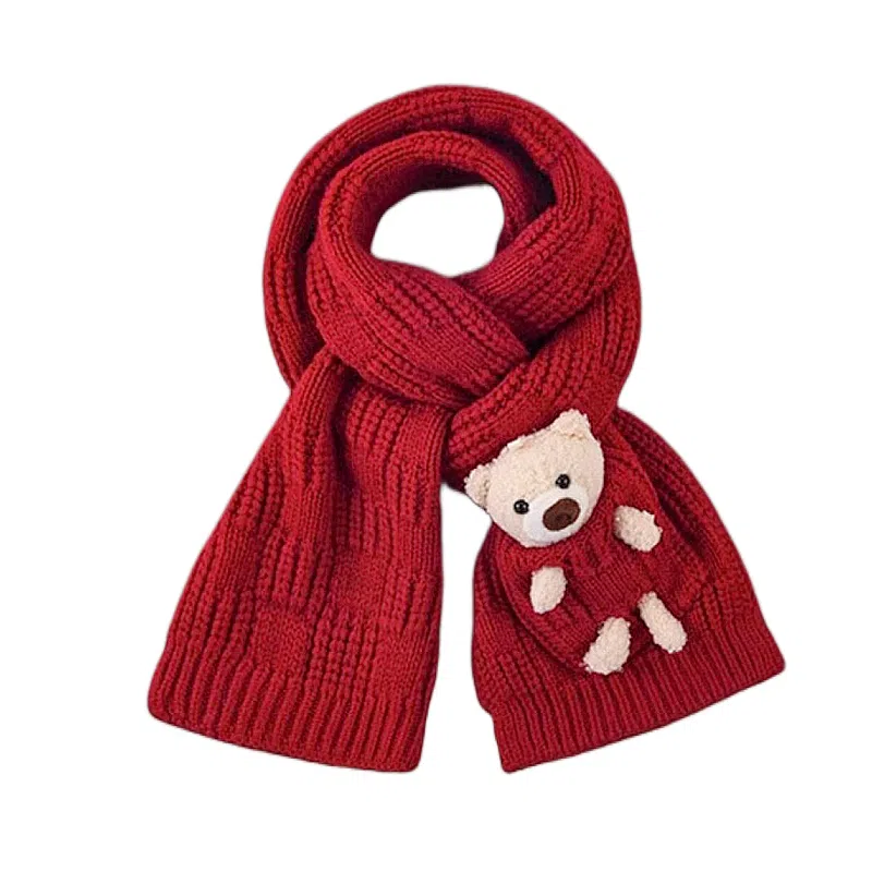 北极绒 针织粗毛线 冬季纯红色围脖加厚保暖可爱 聚酯纤维 绒线围巾 女款