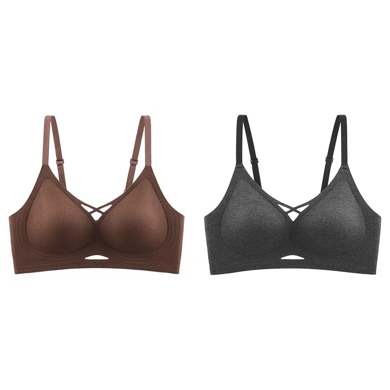 都市丽人 无痕小胸聚拢提拉无钢圈收副乳防下垂大胸显小字母肩带美背文胸 女款 组合装