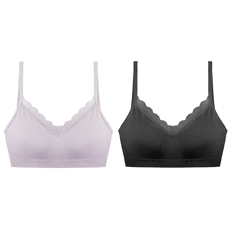 二三二三 纯色简约舒适无痕无钢圈收副乳小胸聚拢背心式美背文胸 女款