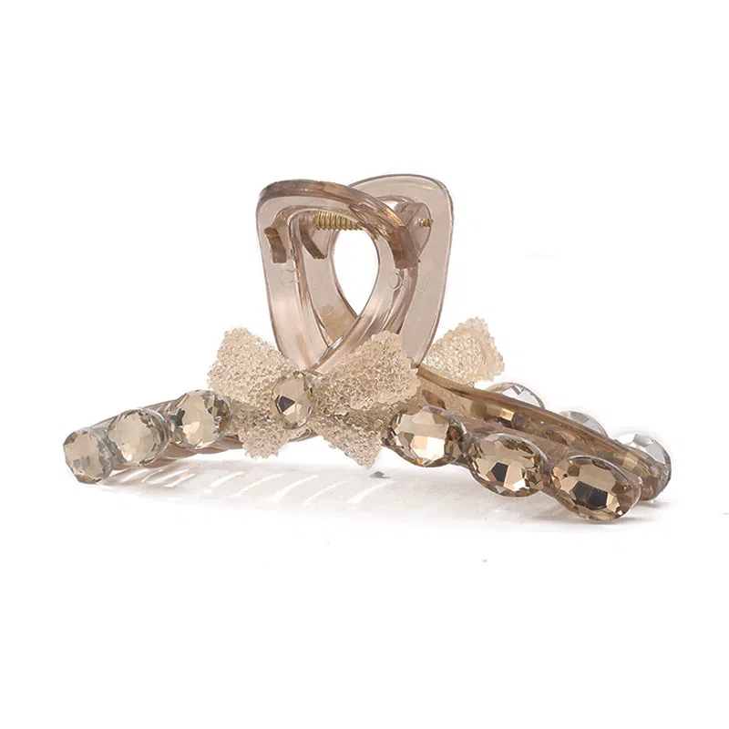 如花梦 闪闪水钻蝴蝶结抓夹后脑勺高级感气质鲨鱼夹日常通勤百搭发饰发卡 亚克力 发夹 女款