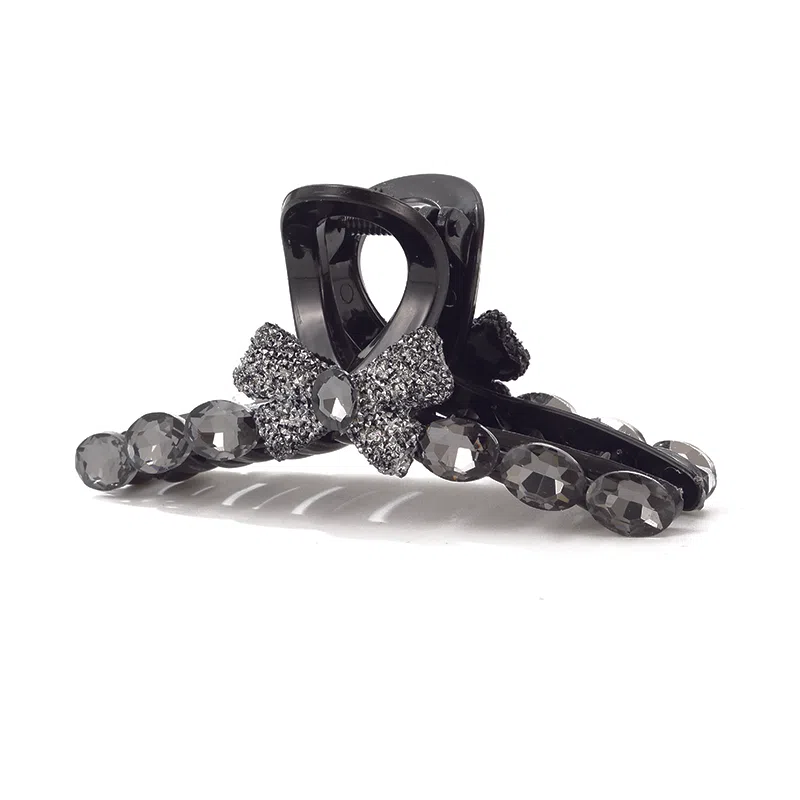 如花梦 闪闪水钻蝴蝶结抓夹后脑勺高级感气质鲨鱼夹日常通勤百搭发饰发卡 亚克力 发夹 女款