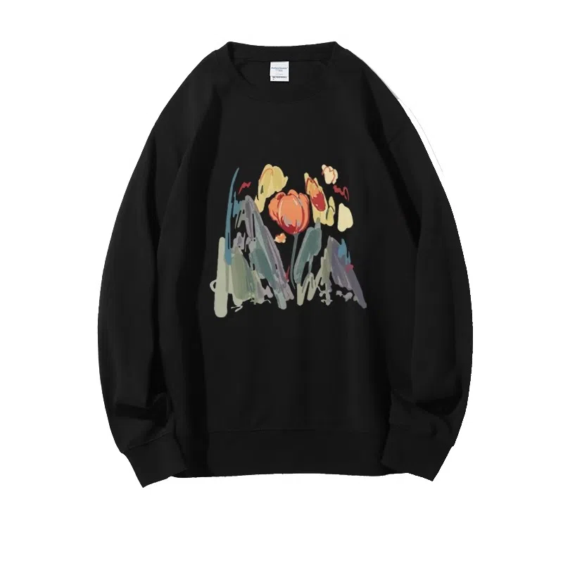 莫代尔 舒适亲肤休闲潮流简约时尚圆领长袖上衣可外穿打底衣 男女同款